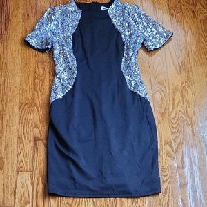 Grace Karin NWT Women's Black Dress with Silver Sequin Accents Size S.